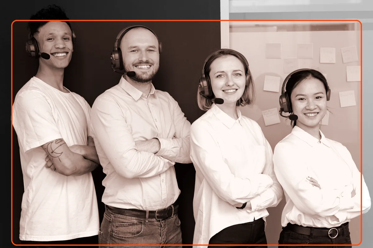 Dedicated medical sales team wearing headsets